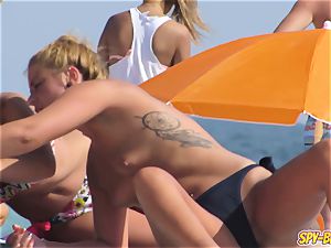 scorching swimsuit teenagers g-string bare-breasted voyeur Spy Beach