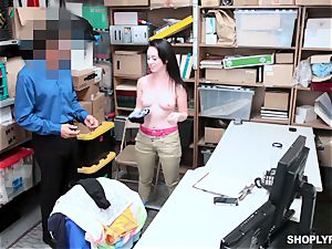Athena Rayne bashed in the nub puss by dangled security guard