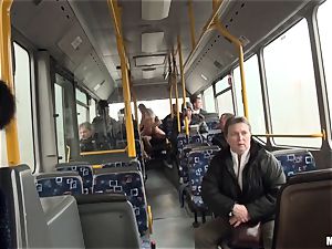 Lindsey Olsen plumbs her boy on a public bus